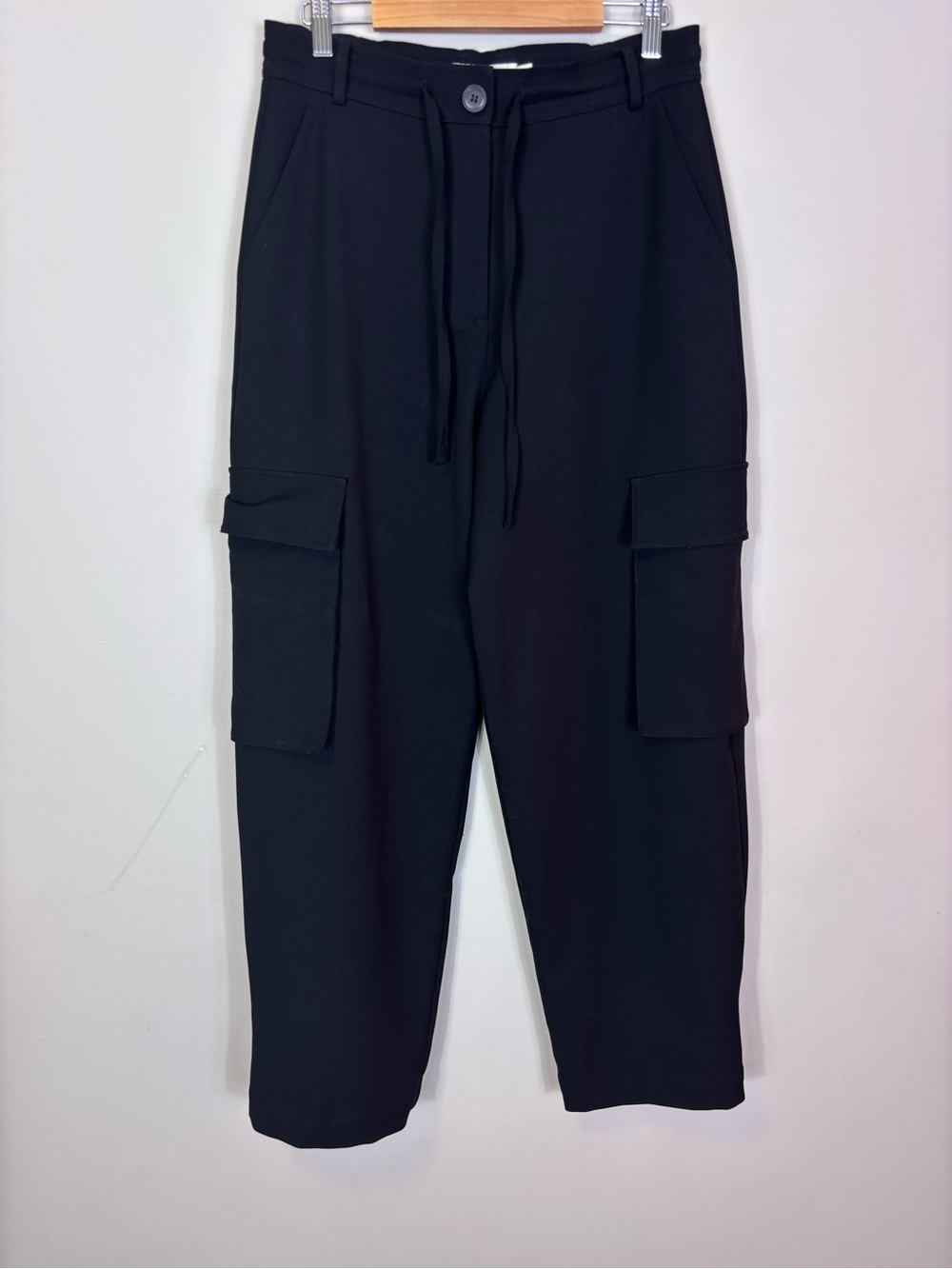 Mijeong Park Black Wide-Leg Cargo Pants with Drawstring Waist Women’s Medium